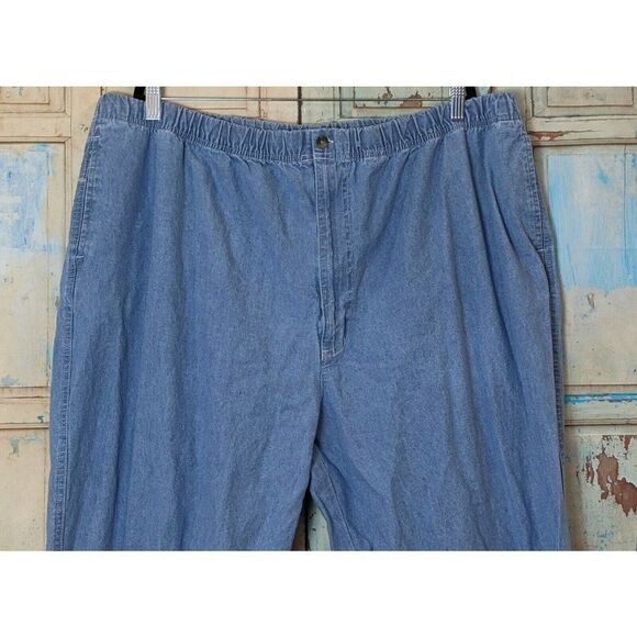 Towncraft Womens Sz 50 Comfort Fit Elastic Pants Straight Leg Denim Blue Jeans - Picture 3 of 8